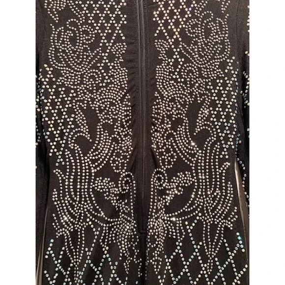 NWOT Rhinestone Mock Neck Long Sleeve Micromeshi Bodycon Dress - Picture 3 of 6